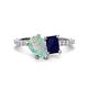 1 - Zahara 9x6 mm Pear Opal and 7x5 mm Emerald Cut Lab Created Blue Sapphire 2 Stone Duo Ring 