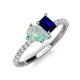 4 - Zahara 9x6 mm Pear Opal and 7x5 mm Emerald Cut Lab Created Blue Sapphire 2 Stone Duo Ring 