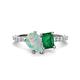 1 - Zahara 9x6 mm Pear Opal and 7x5 mm Emerald Cut Lab Created Emerald 2 Stone Duo Ring 