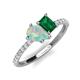 4 - Zahara 9x6 mm Pear Opal and 7x5 mm Emerald Cut Lab Created Emerald 2 Stone Duo Ring 