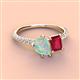 3 - Zahara 9x6 mm Pear Opal and 7x5 mm Emerald Cut Lab Created Ruby 2 Stone Duo Ring 