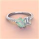 3 - Zahara 9x6 mm Pear Opal and GIA Certified 7x5 mm Emerald Cut Diamond 2 Stone Duo Ring 