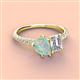 3 - Zahara 9x6 mm Pear Opal and GIA Certified 7x5 mm Emerald Cut Diamond 2 Stone Duo Ring 
