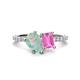 1 - Zahara 9x6 mm Pear Opal and 7x5 mm Emerald Cut Lab Created Pink Sapphire 2 Stone Duo Ring 