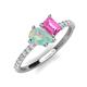 4 - Zahara 9x6 mm Pear Opal and 7x5 mm Emerald Cut Lab Created Pink Sapphire 2 Stone Duo Ring 