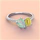 3 - Zahara 9x6 mm Pear Opal and 7x5 mm Emerald Cut Lab Created Yellow Sapphire 2 Stone Duo Ring 