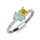 4 - Zahara 9x6 mm Pear Opal and 7x5 mm Emerald Cut Lab Created Yellow Sapphire 2 Stone Duo Ring 