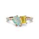 1 - Zahara 9x6 mm Pear Opal and 7x5 mm Emerald Cut Lab Created Yellow Sapphire 2 Stone Duo Ring 