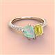 3 - Zahara 9x6 mm Pear Opal and 7x5 mm Emerald Cut Lab Created Yellow Sapphire 2 Stone Duo Ring 