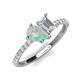 4 - Zahara 9x6 mm Pear Opal and 7x5 mm Emerald Cut White Sapphire 2 Stone Duo Ring 