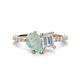 1 - Zahara 9x6 mm Pear Opal and 7x5 mm Emerald Cut White Sapphire 2 Stone Duo Ring 