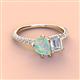 3 - Zahara 9x6 mm Pear Opal and 7x5 mm Emerald Cut White Sapphire 2 Stone Duo Ring 