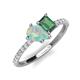 4 - Zahara 9x6 mm Pear Opal and 7x5 mm Emerald Cut Lab Created Alexandrite 2 Stone Duo Ring 