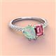 3 - Zahara 9x6 mm Pear Opal and 7x5 mm Emerald Cut Pink Tourmaline 2 Stone Duo Ring 