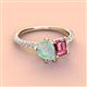 3 - Zahara 9x6 mm Pear Opal and 7x5 mm Emerald Cut Pink Tourmaline 2 Stone Duo Ring 