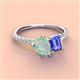 3 - Zahara 9x6 mm Pear Opal and 7x5 mm Emerald Cut Tanzanite 2 Stone Duo Ring 