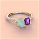 3 - Zahara 9x6 mm Pear Opal and 7x5 mm Emerald Cut Amethyst 2 Stone Duo Ring 