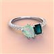 3 - Zahara 9x6 mm Pear Opal and 7x5 mm Emerald Cut London Blue Topaz 2 Stone Duo Ring 