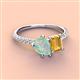 3 - Zahara 9x6 mm Pear Opal and 7x5 mm Emerald Cut Citrine 2 Stone Duo Ring 