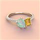 3 - Zahara 9x6 mm Pear Opal and 7x5 mm Emerald Cut Citrine 2 Stone Duo Ring 