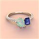 3 - Zahara 9x6 mm Pear Opal and 7x5 mm Emerald Cut Iolite 2 Stone Duo Ring 