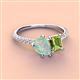 3 - Zahara 9x6 mm Pear Opal and 7x5 mm Emerald Cut Peridot 2 Stone Duo Ring 