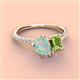3 - Zahara 9x6 mm Pear Opal and 7x5 mm Emerald Cut Peridot 2 Stone Duo Ring 