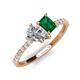 4 - Zahara 9x6 mm Pear Forever One Moissanite and 7x5 mm Emerald Cut Lab Created Emerald 2 Stone Duo Ring 