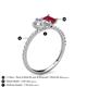 5 - Zahara 9x6 mm Pear Forever One Moissanite and 7x5 mm Emerald Cut Lab Created Ruby 2 Stone Duo Ring 