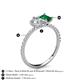 5 - Zahara 9x6 mm Pear Forever Brilliant Moissanite and 7x5 mm Emerald Cut Lab Created Emerald 2 Stone Duo Ring 