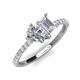 4 - Zahara 9x6 mm Pear Forever Brilliant Moissanite and 7x5 mm Emerald Cut White Sapphire 2 Stone Duo Ring 