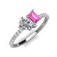 4 - Zahara 9x6 mm Pear Forever Brilliant Moissanite and 7x5 mm Emerald Cut Lab Created Pink Sapphire 2 Stone Duo Ring 