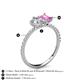 5 - Zahara 9x6 mm Pear Forever Brilliant Moissanite and 7x5 mm Emerald Cut Lab Created Pink Sapphire 2 Stone Duo Ring 