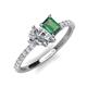 4 - Zahara 9x6 mm Pear Forever Brilliant Moissanite and 7x5 mm Emerald Cut Lab Created Alexandrite 2 Stone Duo Ring 