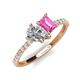 4 - Zahara 9x6 mm Pear Forever One Moissanite and 7x5 mm Emerald Cut Lab Created Pink Sapphire 2 Stone Duo Ring 