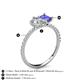 5 - Zahara 9x6 mm Pear Forever One Moissanite and 7x5 mm Emerald Cut Tanzanite 2 Stone Duo Ring 