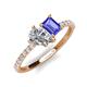 4 - Zahara 9x6 mm Pear Forever One Moissanite and 7x5 mm Emerald Cut Tanzanite 2 Stone Duo Ring 