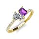 4 - Zahara 9x6 mm Pear Forever One Moissanite and 7x5 mm Emerald Cut Amethyst 2 Stone Duo Ring 