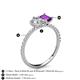 5 - Zahara 9x6 mm Pear Forever One Moissanite and 7x5 mm Emerald Cut Amethyst 2 Stone Duo Ring 