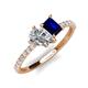 4 - Zahara 9x6 mm Pear Forever One Moissanite and 7x5 mm Emerald Cut Lab Created Blue Sapphire 2 Stone Duo Ring 