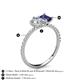 5 - Zahara 9x6 mm Pear Forever One Moissanite and 7x5 mm Emerald Cut Iolite 2 Stone Duo Ring 