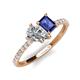 4 - Zahara 9x6 mm Pear Forever One Moissanite and 7x5 mm Emerald Cut Iolite 2 Stone Duo Ring 
