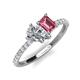 4 - Zahara 9x6 mm Pear Forever Brilliant Moissanite and 7x5 mm Emerald Cut Pink Tourmaline 2 Stone Duo Ring 