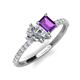 4 - Zahara 9x6 mm Pear Forever Brilliant Moissanite and 7x5 mm Emerald Cut Amethyst 2 Stone Duo Ring 
