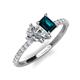 4 - Zahara 9x6 mm Pear Forever Brilliant Moissanite and 7x5 mm Emerald Cut London Blue Topaz 2 Stone Duo Ring 