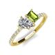 4 - Zahara 9x6 mm Pear Forever Brilliant Moissanite and 7x5 mm Emerald Cut Peridot 2 Stone Duo Ring 