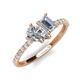 4 - Zahara 9x6 mm Pear and Emerald Cut Forever One Moissanite 2 Stone Duo Ring 