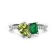 1 - Zahara 9x6 mm Pear Peridot and 7x5 mm Emerald Cut Lab Created Emerald 2 Stone Duo Ring 