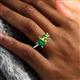 2 - Zahara 9x6 mm Pear Peridot and 7x5 mm Emerald Cut Lab Created Emerald 2 Stone Duo Ring 