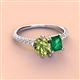 3 - Zahara 9x6 mm Pear Peridot and 7x5 mm Emerald Cut Lab Created Emerald 2 Stone Duo Ring 